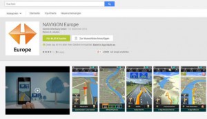Screenshot Navigon-App, Google Play Store 